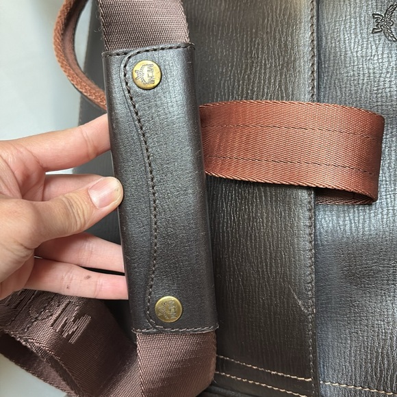 MCM Black Leather Briefcase-Style Backpack with Brown Handles - Picture 16 of 16